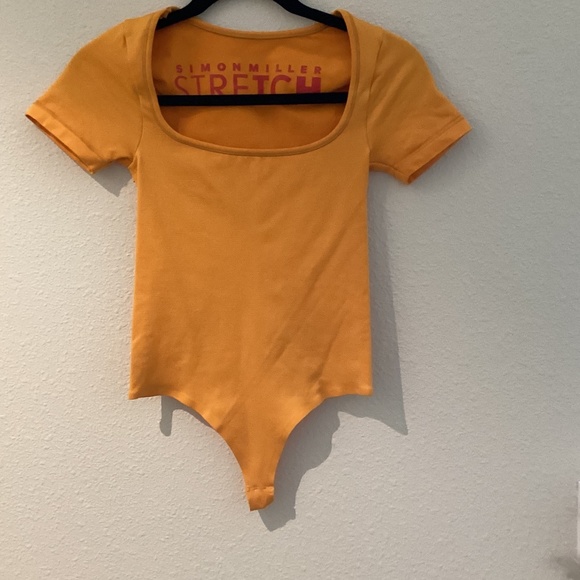 Simon Miller Stretch Orange Short Sleeve Body Suit - Picture 1 of 3